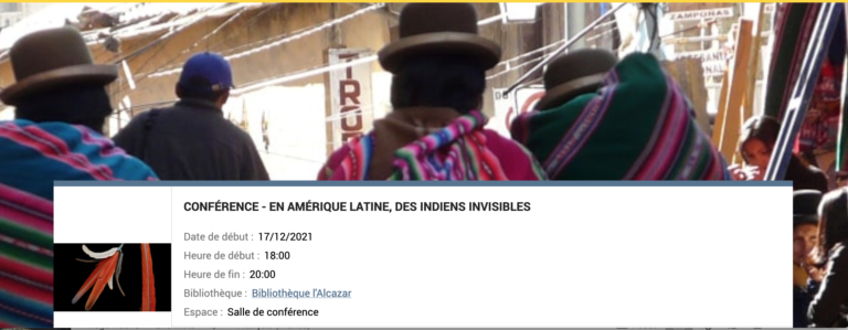 EN AMÉRIQUE LATINE, DES INDIENS INVISIBLES – conférence