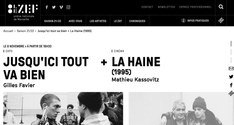 « Jusqu&rsquo;ici tout va bien » – Exposition photo et projection du film La Haine